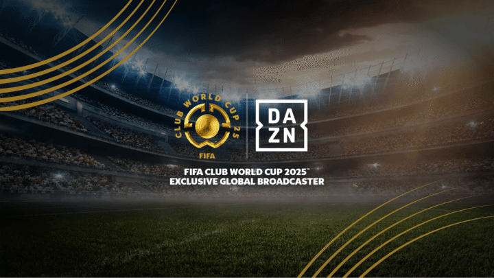 FIFA Club World Cup trophy and dazn logo